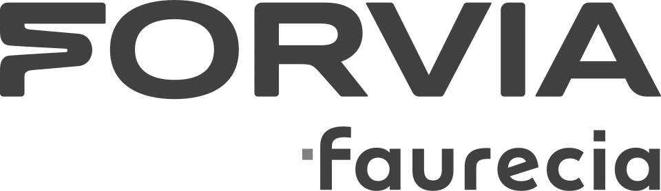 Logo de l'entreprise Forvia en gris sur fond transparent