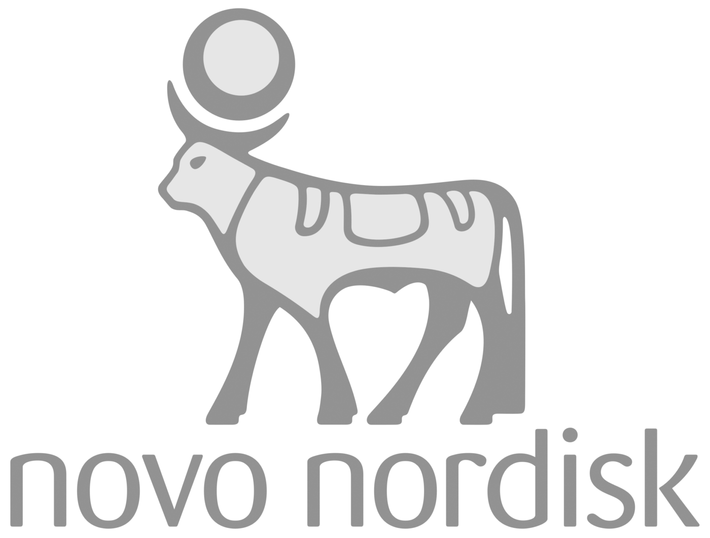Logo du groupe Novo Nordisk, gris sur fond blanc